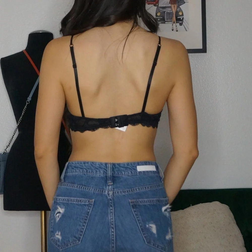 Black Wireless Lace Bralette Lingerie Top - Picture 4 of 4